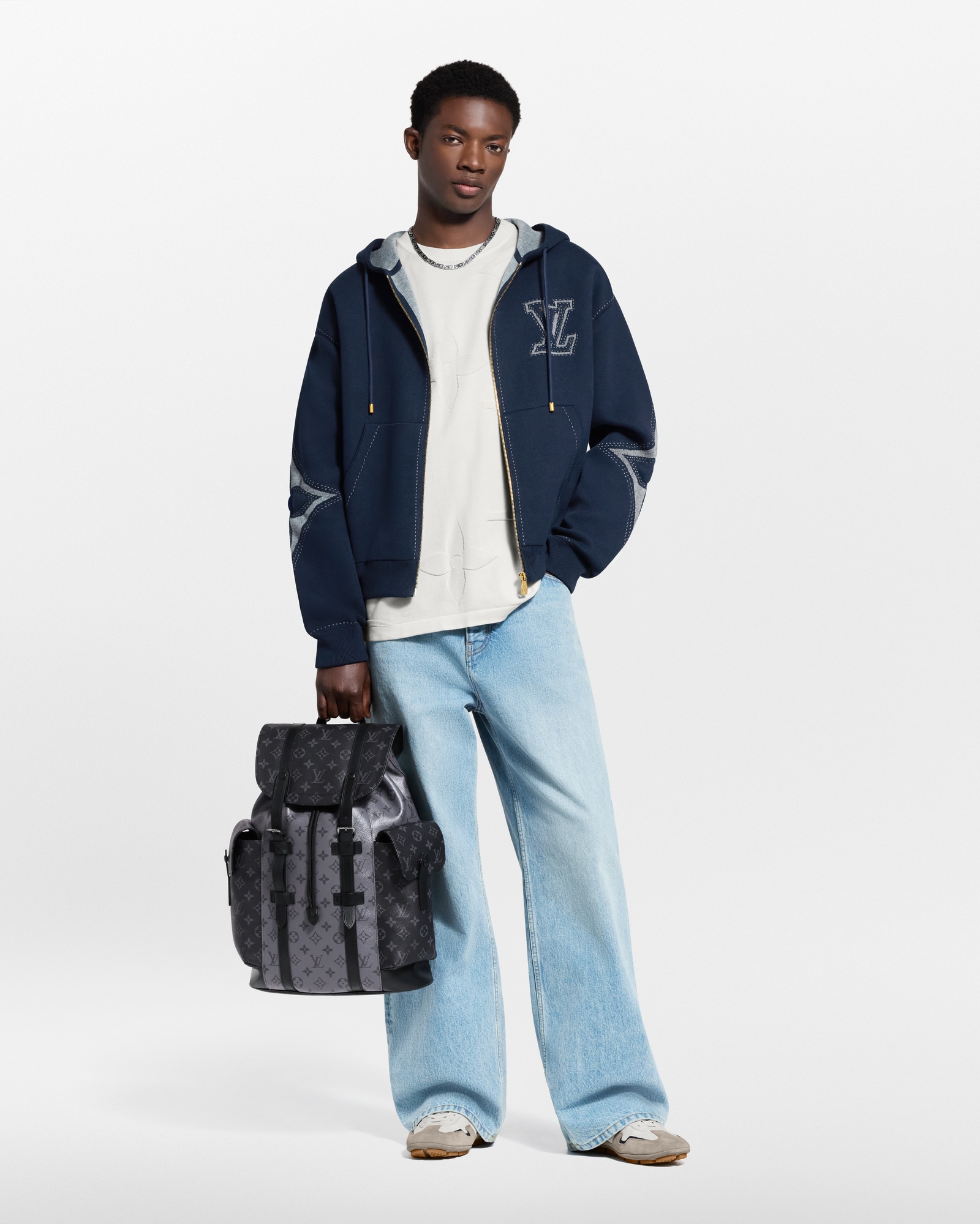 Graphic Intarsia Zipped Cotton Hoodie - Ready-to-Wear | LOUIS VUITTON